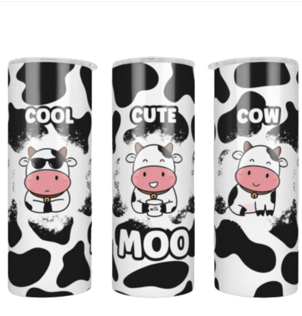 Good Moo-rning Sunflower Cow 20 oz Skinny Tumbler with Straw & Lid